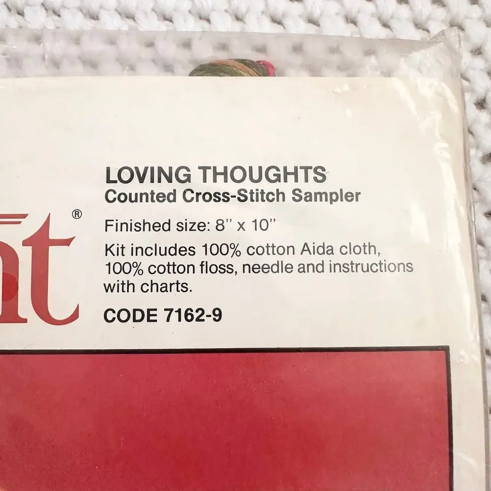 Current New Packaging NIP Loving Thoughts Counted Cross Stitch Kit Sealed 1983